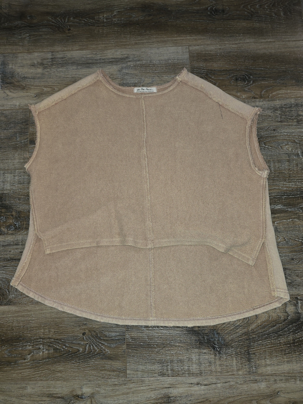 We The Free Womens XS Sleeveless Beige Crew Neck Raw EdgeTank Top Cashmere